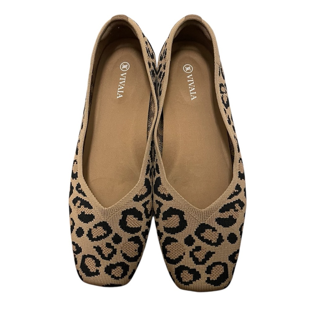 Vivaia Square Toe V Cut Flats Margot 2.0 dark leopard